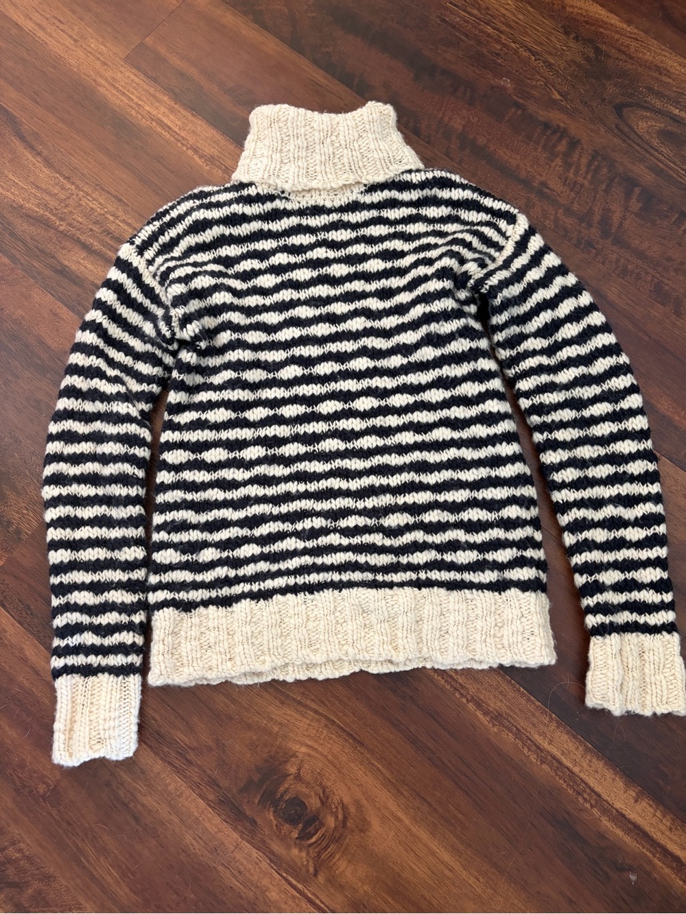 Juicy Couture Striped Turtleneck Sweater in Black and Cream - Small